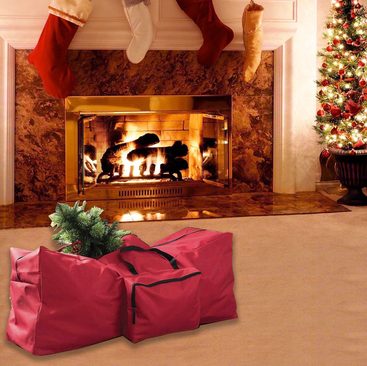 Christmas Tree Storage Bag with Handles Plus Side Pocket for Decorations Lights Christmas Tree Storage Bag with Handles Plus Side Pocket for Decorations Lights